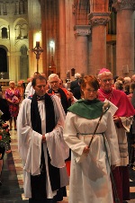 Dean Mann in procession following the service of installation and institution.