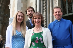 Dean John Mann with his wife Helen and children David and Rowan.
